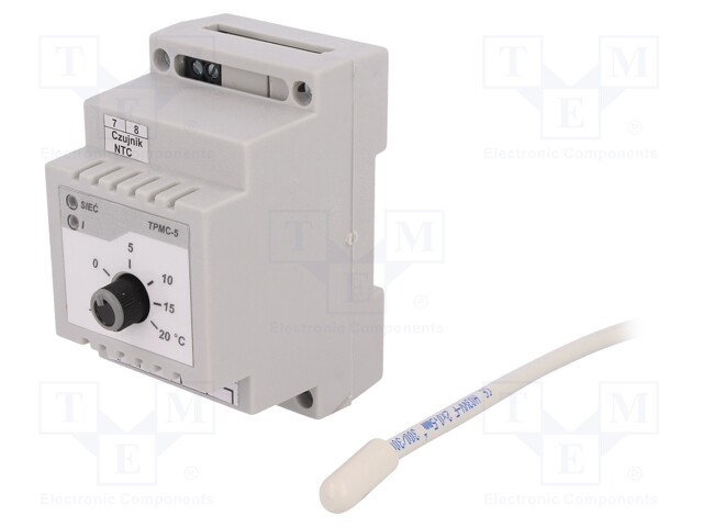 Module: regulator; NTC 47kOhm; temperature; NC,relay; DIN; -5÷20°C