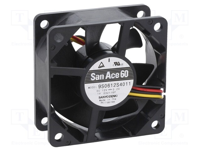 Fan: DC; axial; 12VDC; 60x60x25mm; 44.4m3/h; 31dBA; ball bearing