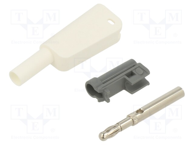 4mm banana; 19A; 1kV; white; insulated,with 4mm axial socket