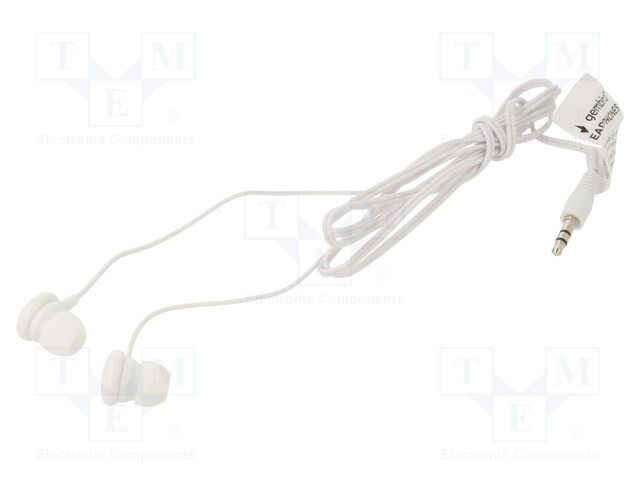 Headphones; white; Jack 3,5mm; in-ear; 50Hz÷18kHz; 1.2m