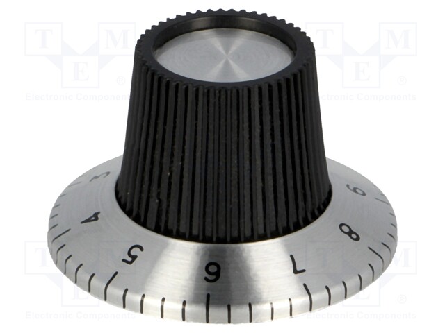 Knob; with flange; plastic; Shaft d: 6.35mm; Ø15x18.1mm