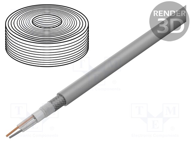 Wire: microphone cable; 2x0,35mm2; grey; OFC; PVC; -15÷70°C; Ø6.3mm