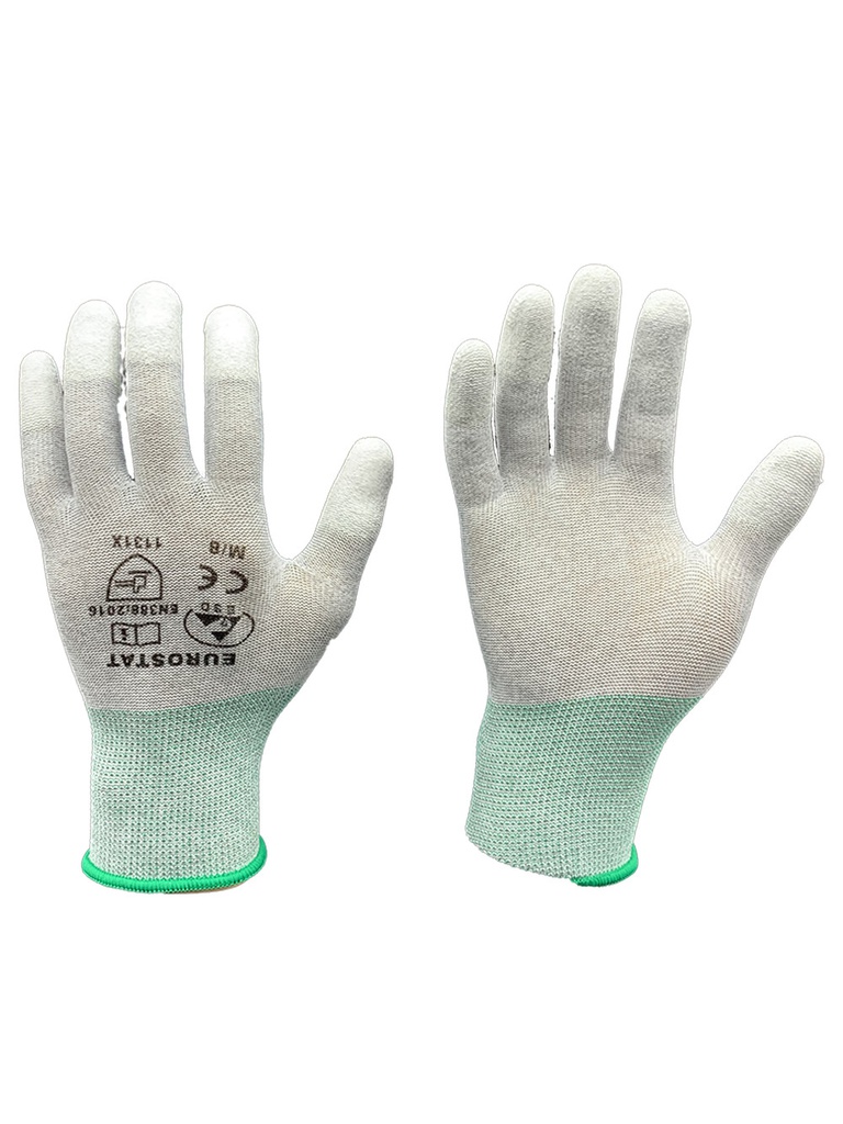 51-680-0502B, ESD GLOVE GREY PU FINGERTIPS 