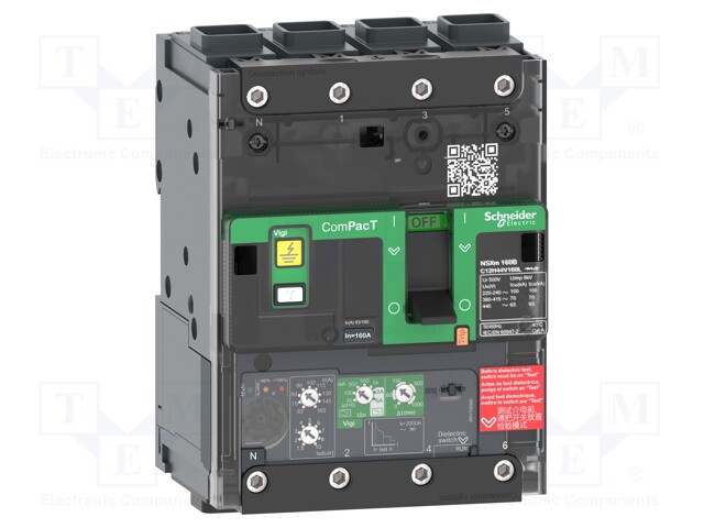 Power breaker; Poles: 4; DIN; Inom: 160A; NSX; IP40; -25÷70°C; 690VAC