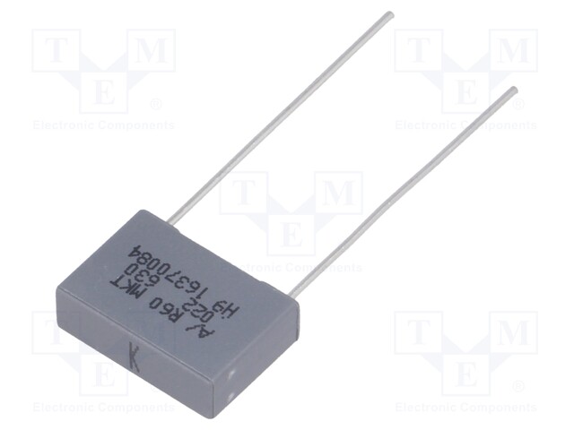 Capacitor: polyester; 22nF; 220VAC; 630VDC; Pitch: 10mm; ±10%