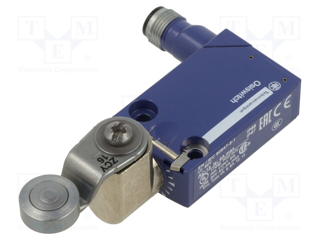 Limit switch; lever R 34,4mm, metallic roller 16mm; NO + NC; 6A