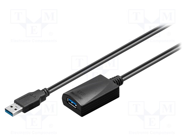 Cable; USB 3.0; USB A socket,USB A plug; 5m; black; 5Gbps