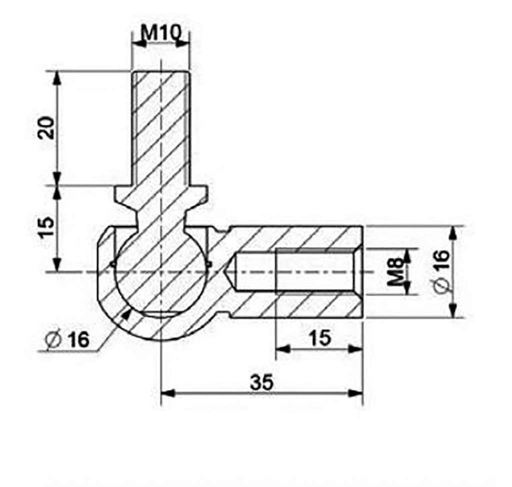 Mounting element for gas spring; Mat: zinc plated steel; 16mm