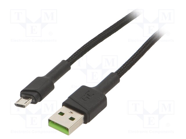 Cable; USB 2.0; USB A plug,USB B micro plug; 1.2m; black; 480Mbps