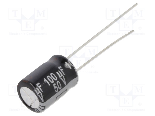 Electrolytic Capacitor, 100 µF, 50 V, NHG Series, ± 20%, Radial Leaded, 1000 hours @ 105°C