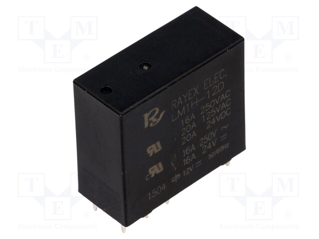 Relay: electromagnetic; SPDT; Ucoil: 12VDC; 16A/250VAC; 16A/30VDC