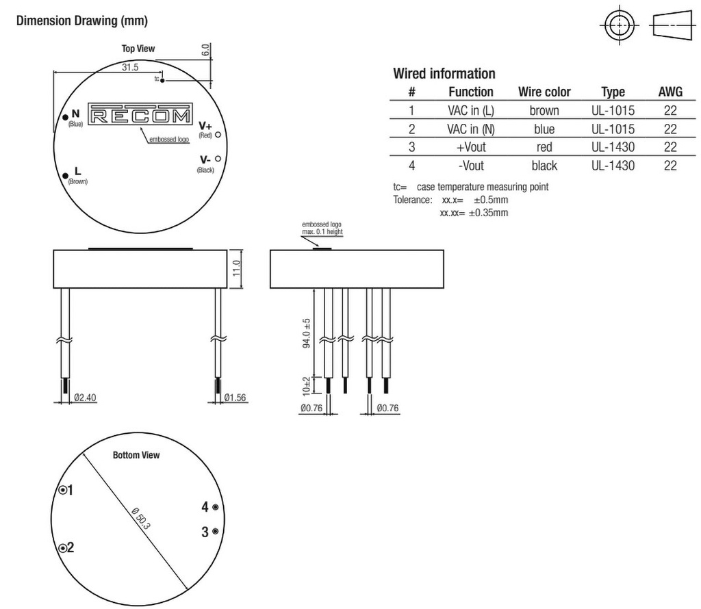 Converter: AC/DC; 3W; 85÷305VAC; Usup: 120÷430VDC; Uout: 5VDC; 70%