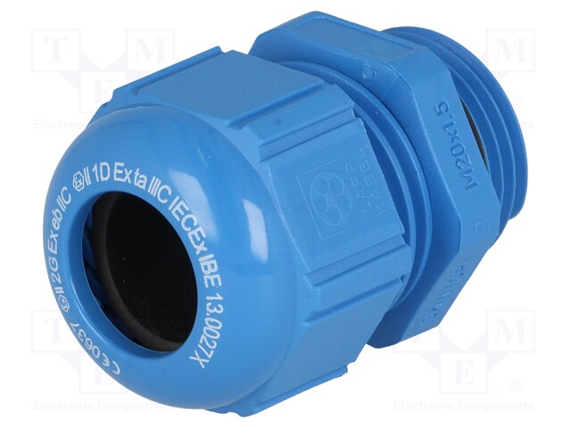 Cable gland; M20; IP68; Mat: polyamide; blue; Conform to: ATEX Ex