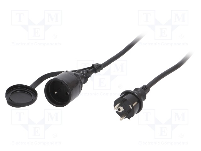 Extension lead; Sockets: 1; rubber; black; 3x1,5mm2; 25m; 16A