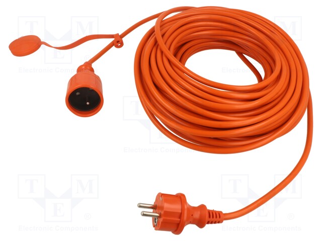 Extension lead; Sockets: 1; PVC; orange; 3x1mm2; 30m; 10A; STANDARD