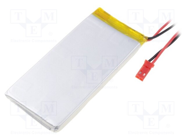 Re-battery: Li-Po; 3.7V; 2600mAh; Leads: cables; 6.5x42x90mm