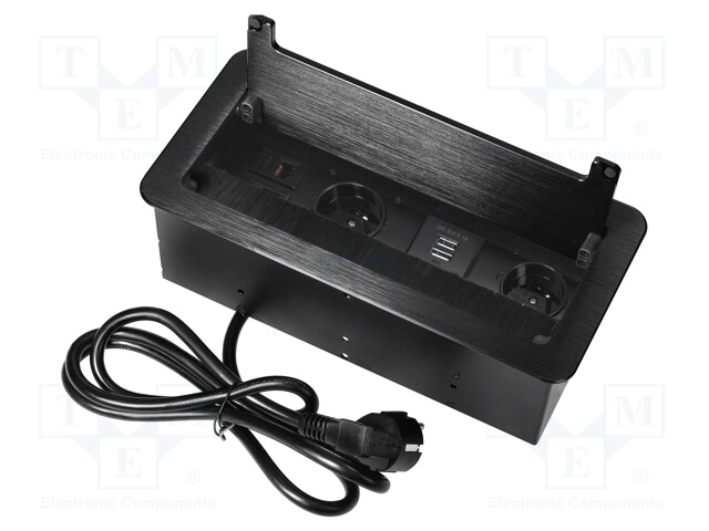 Plug socket strip: furniture; IP20; 3600W; black; 230VAC