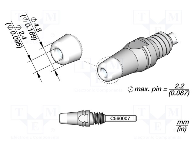 Tip: for desoldering irons; 4.8x2.4mm; JBC-DT530-A