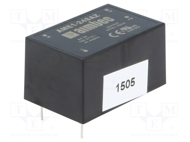 Converter: AC/DC; 1W; Uout: 24VDC; Iout: 0.042A; 79%; Mounting: PCB