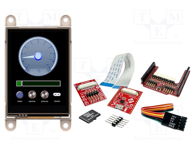 Dev.kit: with display; TFT; 2.4"; 240x320; Display: graphical; 14kB