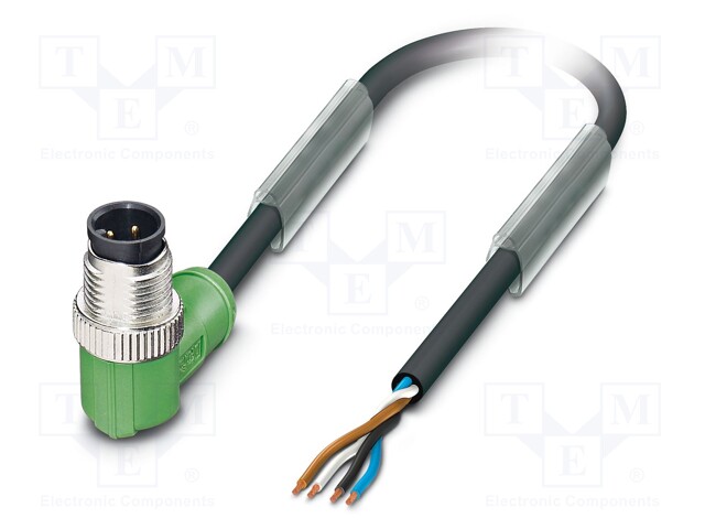 Connection lead; M12; PIN: 4; angled; 1.5m; plug; 250VAC; 4A; 250VDC