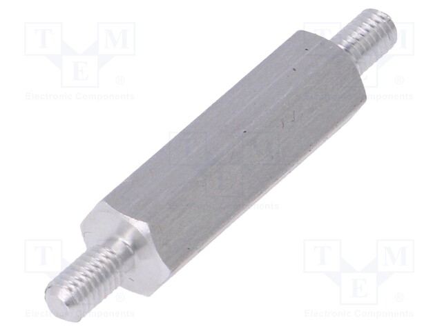 Screwed spacer sleeve; 20mm; Ext.thread: M3; hexagonal; aluminium