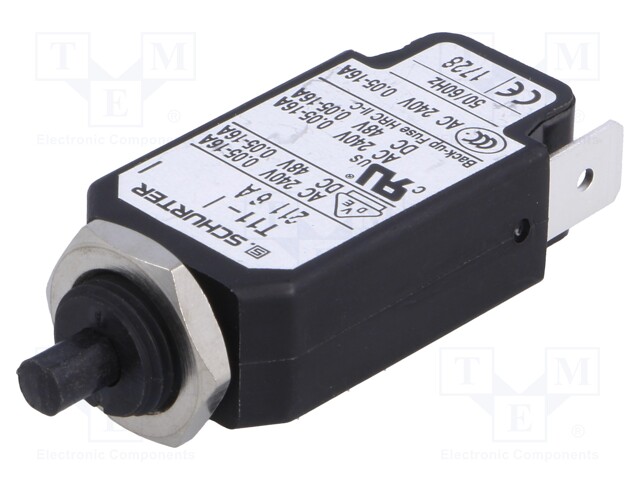 Circuit breaker; Urated: 240VAC; 48VDC; 6A; SPST; Poles: 1; screw