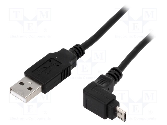 Cable; USB 2.0; USB A plug,USB B micro plug (angle); 1.8m; black