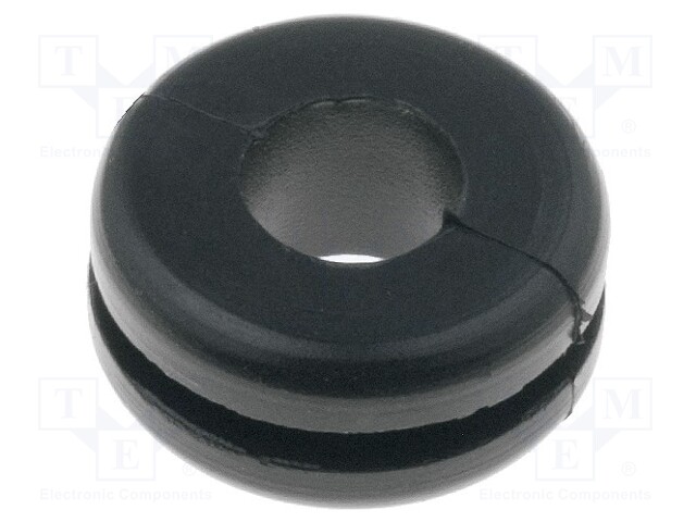 Grommet; Ømount.hole: 10mm; Øhole: 6mm; PVC; black; -30÷60°C