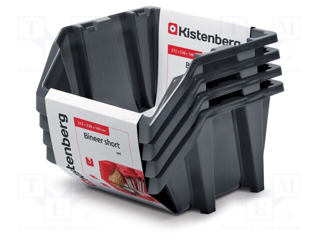 Container: cuvette; black; 238x272x160mm; 4pcs; KBISS28; BINEER