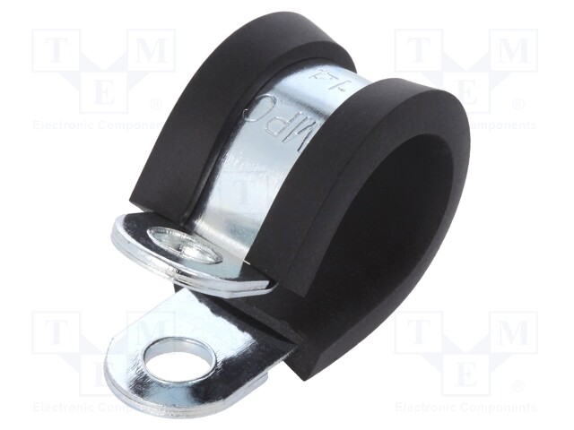 Fixing clamp; ØBundle : 14mm; W: 2mm; steel; Cover material: EPDM