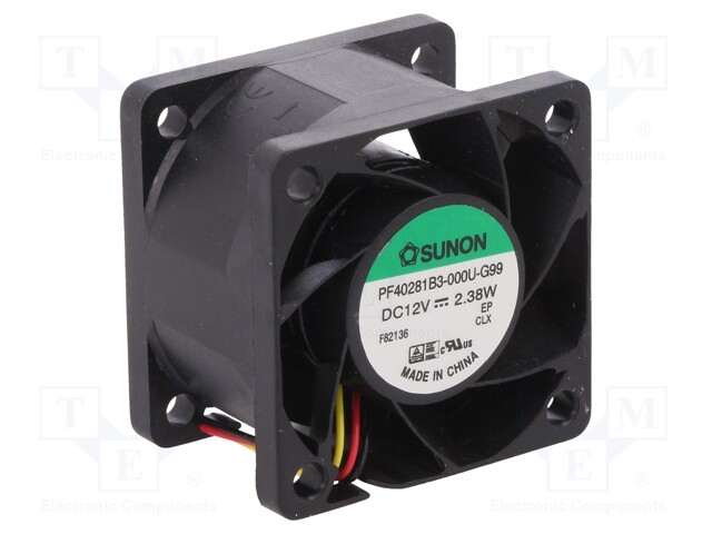 Fan: DC; axial; 12VDC; 40x40x28mm; 26.05m3/h; 45.9dBA; ball bearing