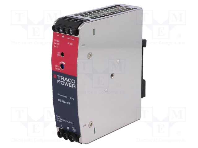 Power supply: switched-mode; 80W; 24VDC; 23.5÷28VDC; 3.4A; OUT: 1