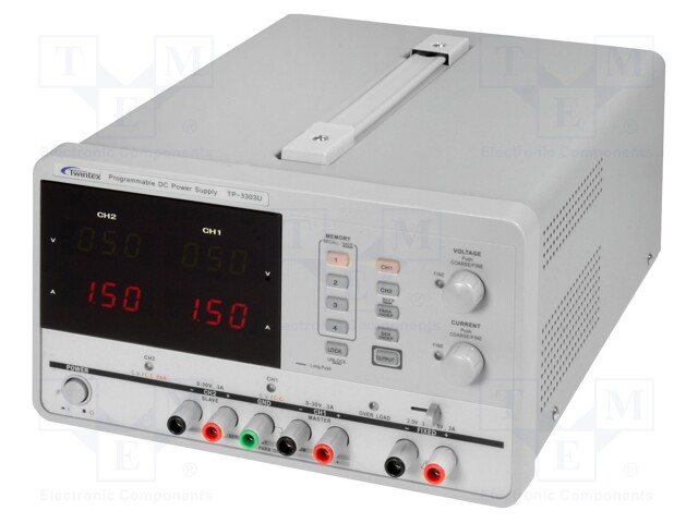 Power supply: programmable laboratory; Channels: 3; 0÷30VDC; 5VDC