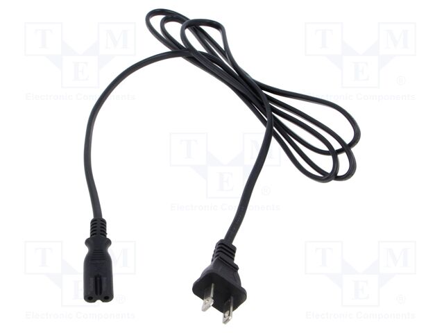 Cable; 2x18AWG; IEC C7 female,NEMA 1-15 (A) plug; PVC; 1.8m; 10A