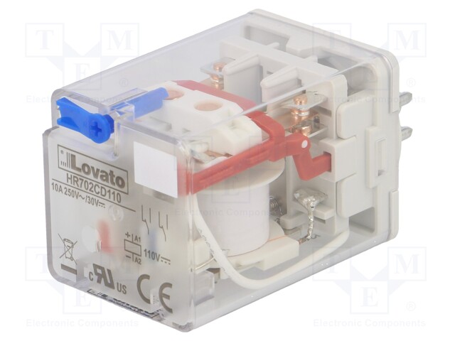 Relay: electromagnetic; DPDT; Ucoil: 110VDC; 10A/250VAC; 10A/30VDC