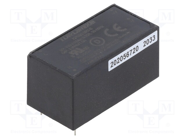 Converter: AC/DC; 6W; 90÷264VAC; Uout: 3.3VDC; Iout: 1.5A; 75%