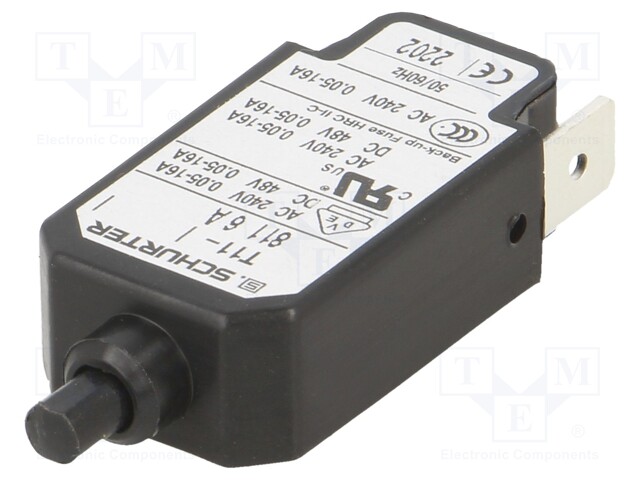 Circuit breaker; Urated: 240VAC; 48VDC; 6A; SPST; Poles: 1; DROP-IN