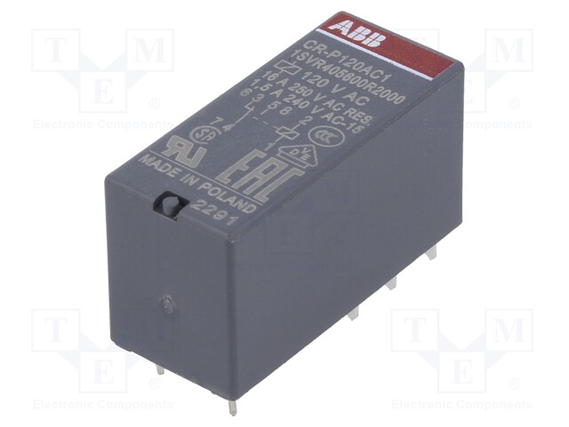 Relay: electromagnetic; SPDT; Ucoil: 120VAC; 16A; max.250VAC