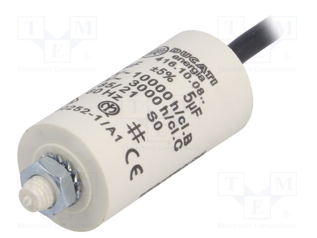 Capacitor: motors, run; 5uF; 425VAC; Ø28x55mm; -25÷85°C; ±5%