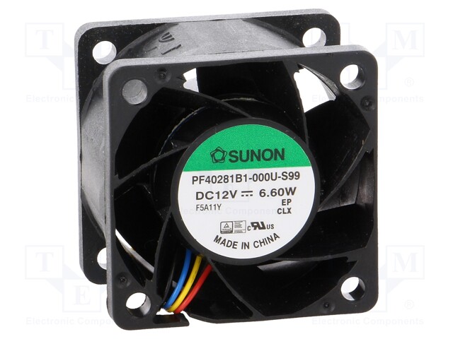 Fan: DC; axial; 12VDC; 40x40x28mm; 42.3m3/h; 56dBA; ball bearing