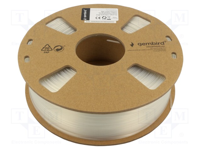 Filament: ABS; 1.75mm; transparent; 225÷245°C; 1kg