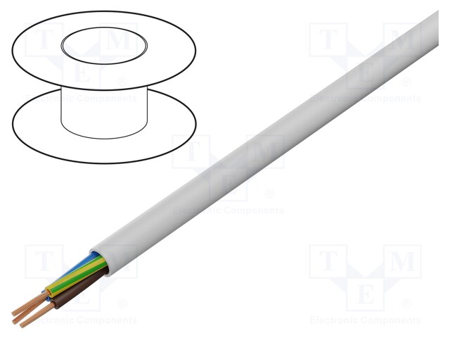 Wire; H05VV-F; 5G2.5mm2; stranded; Cu; PVC; white; 300V,500V