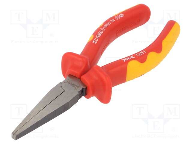 Pliers; insulated,flat; 160mm; Conform to: IEC 60900,VDE