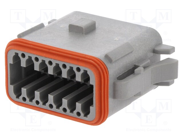 Connector: wire-wire; AT; plug; female; PIN: 12; IP67; Locking: latch