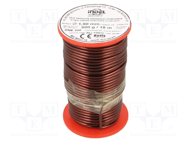 Coil wire; single coated enamelled; 1.9mm; 500g; -65÷200°C