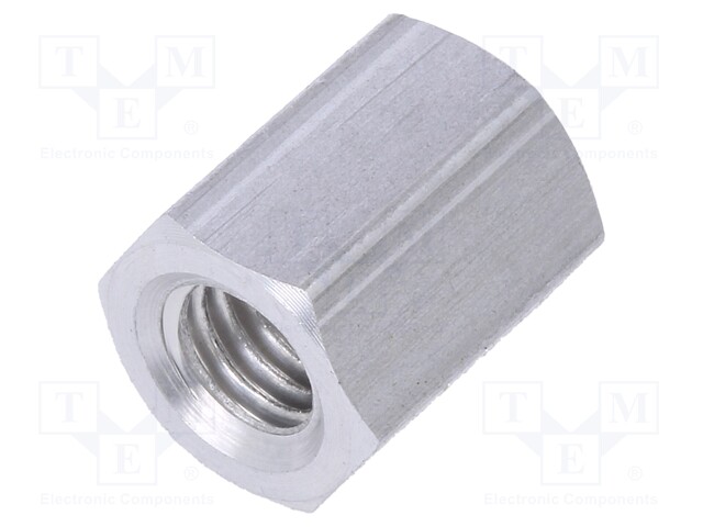 Screwed spacer sleeve; Int.thread: M5; 10mm; hexagonal; aluminium