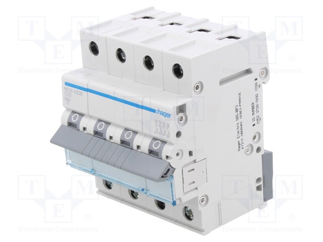 Circuit breaker; 230/400VAC; Inom: 20A; Poles: 4; DIN; Charact: C