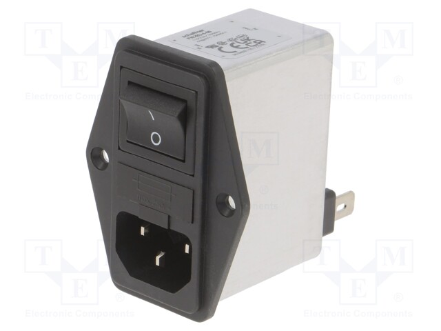 Filtered IEC Power Entry Module, IEC C14, General Purpose, 4 A, 250 VAC, 2-Pole Switch