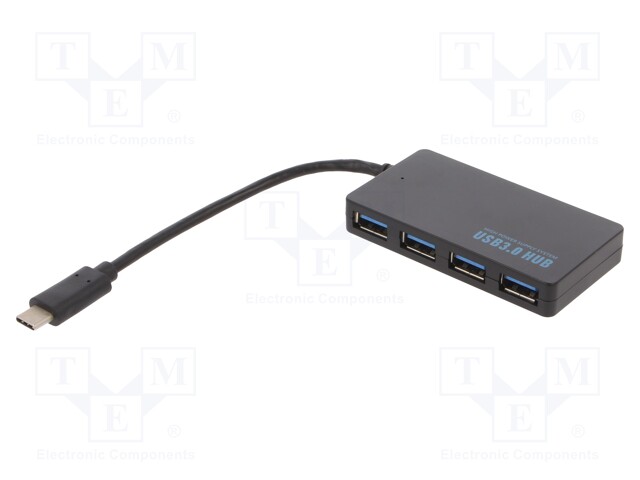 Hub USB; USB 3.1; black; Number of ports: 4; 0.2m